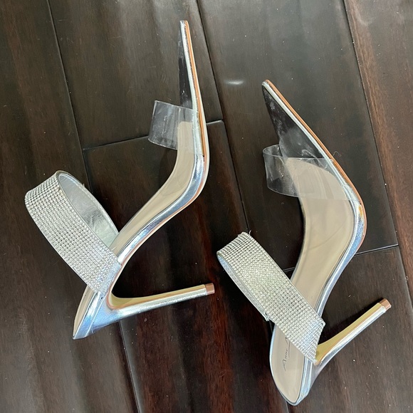 AClear Toe Strap and Crystal Strap Mule Heels - Picture 4 of 4